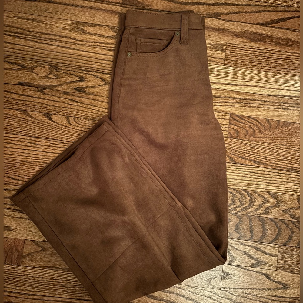 High rise wide leg faux suede pant - Picture 2 of 7